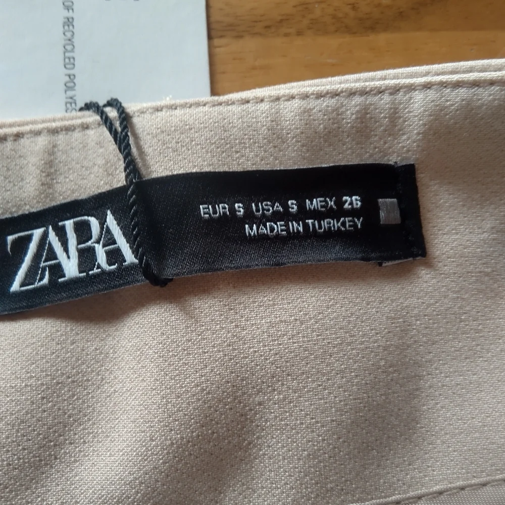 Zara high-waisted pleated slacks, size S, light tan - Picture 5 of 8